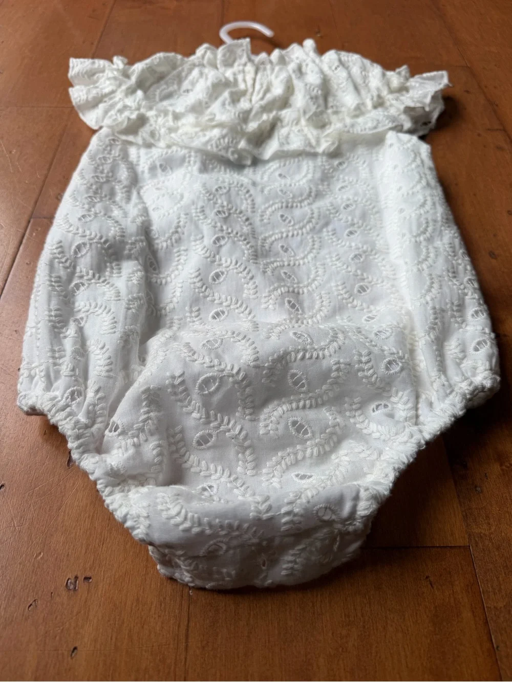 Nueces Classic White Eyelet Ruffle Baby Bubble